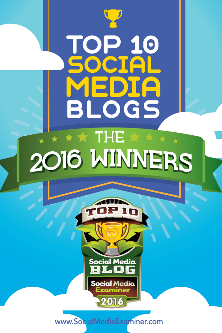 Dez principais vencedores de blogs de mídia social de 2016