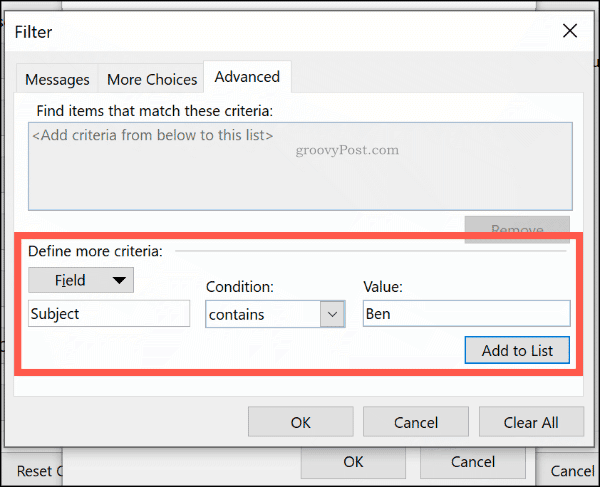Regras avançadas de formatação condicional no Outlook
