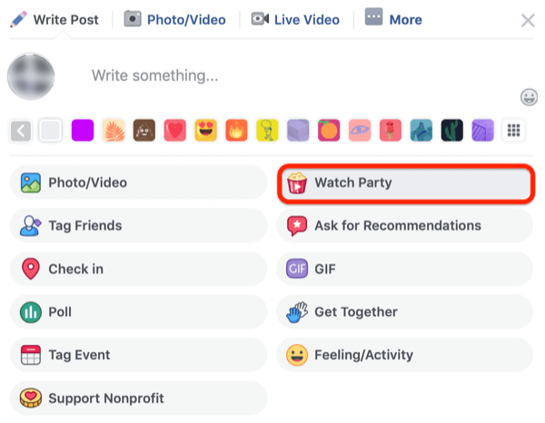 etapa 1 para saber como iniciar o Facebook Watch Party no grupo do Facebook