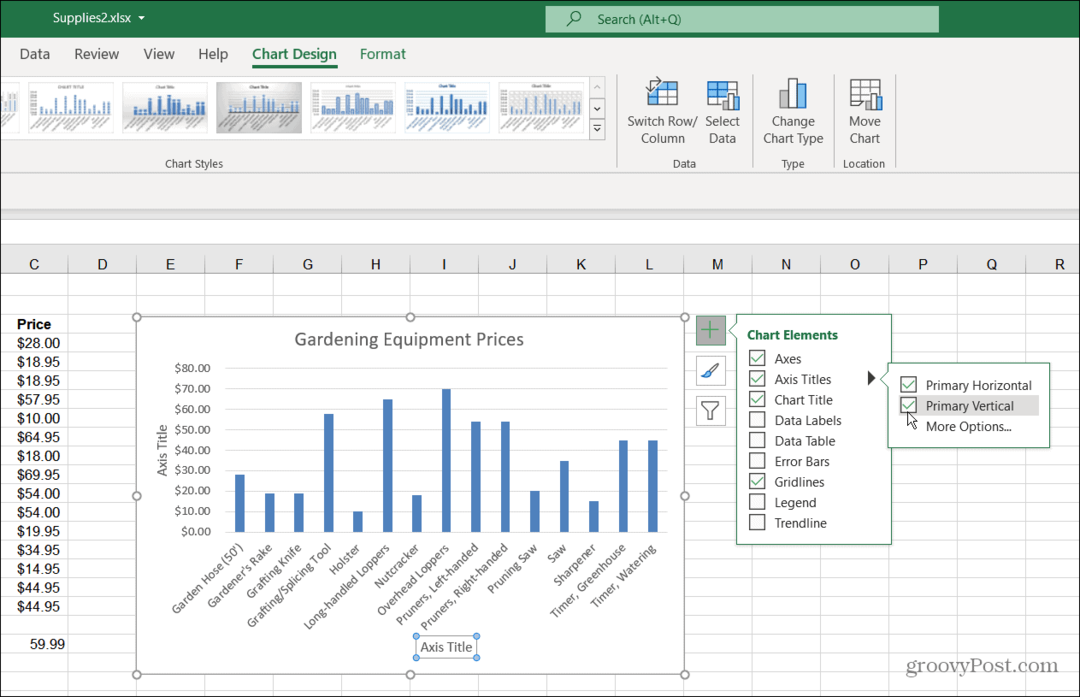 Elementos do gráfico Excel