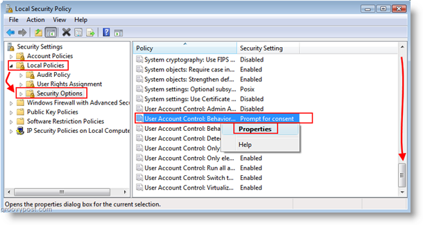 Desativar pop-up do UAC para administradores no Windows Vista