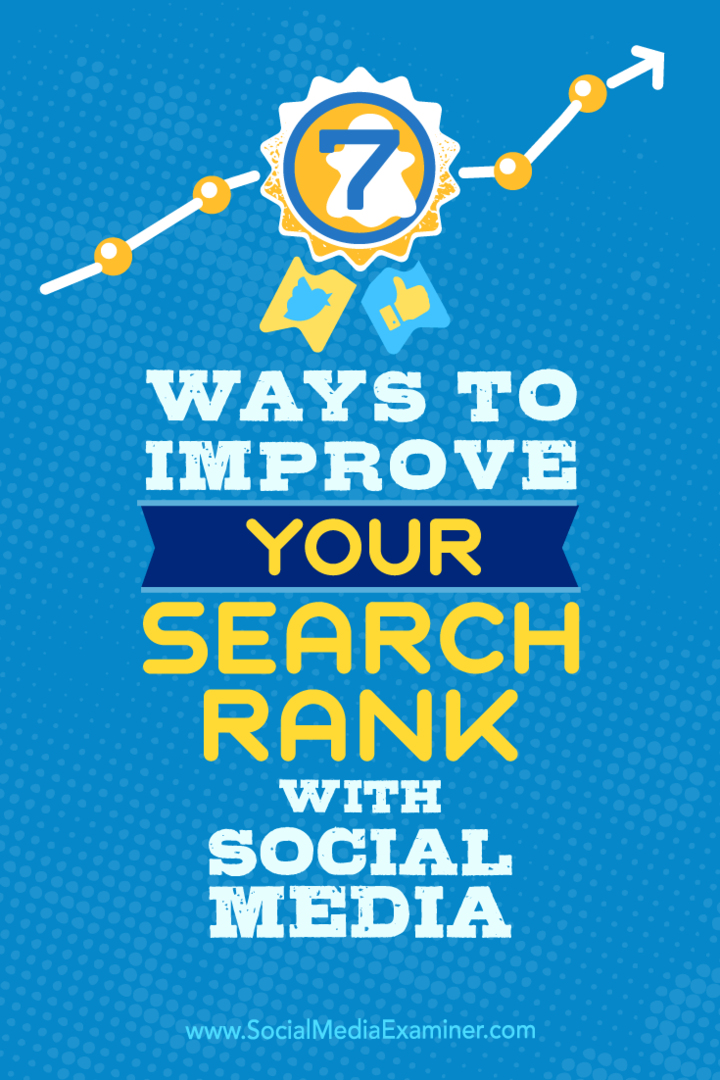 Dicas sobre sete maneiras de melhorar sua classificação de pesquisa usando a mídia social.