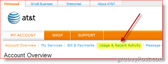 Uso da AT&T sem fio e relatório de atividades recentes