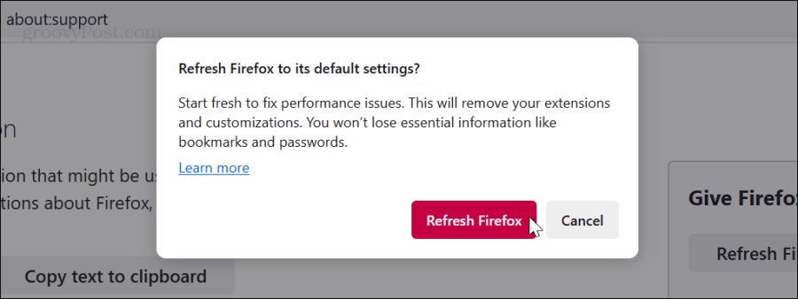 atualizar mensagem de verificação do Firefox