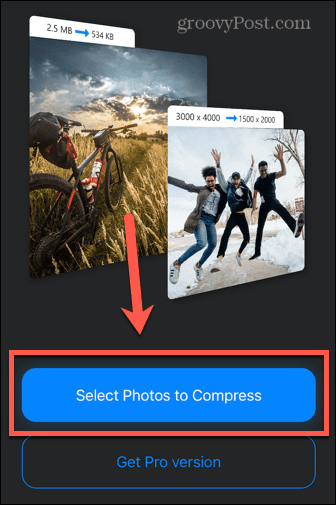 compactar aplicativo de fotos selecionar fotos