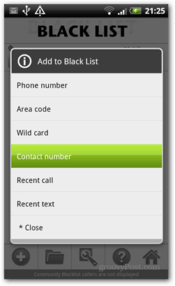 lista negra controle de chamadas android adicionar à lista negra