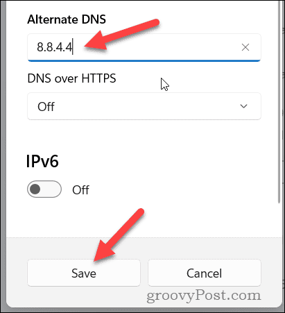 Defina configurações alternativas de DNS no Windows 11