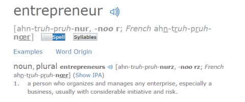 A definição da palavra "empreendedor" é a ideia de risco. 
