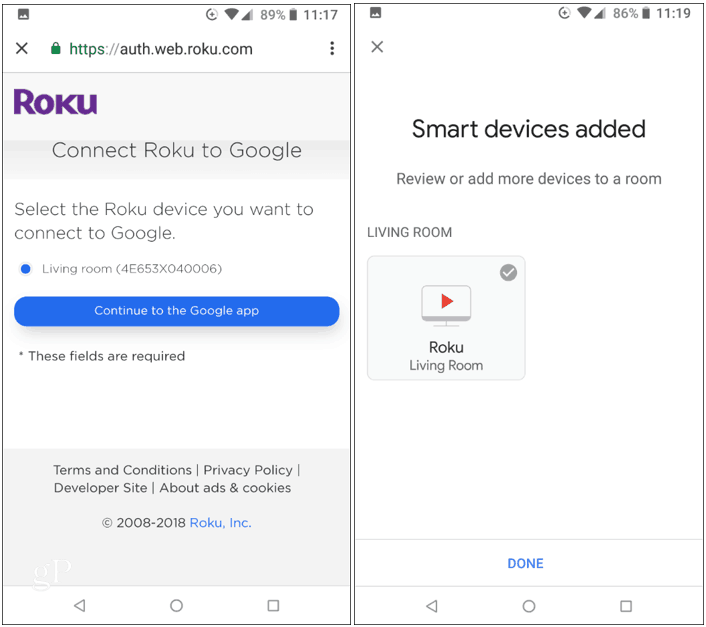 Conecte o Roku à Página inicial do Google