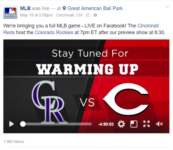 O Facebook tem parceria com a Major League Baseball em um novo acordo de transmissão ao vivo.
