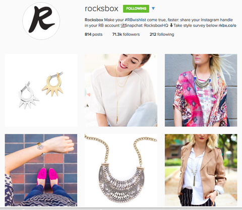 perfil do Instagram do rocksbox