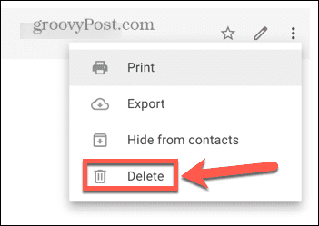 gmail deletar contato