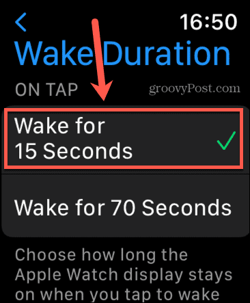 apple watch acordar por 15 segundos