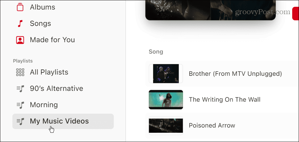 Listas de reprodução de vídeo no Apple Music