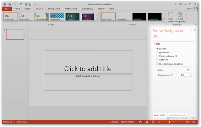 Criação de modelo do Office 2013 Criar design personalizado POTX Tutorial de slides de slides Como formatar o painel de fundo