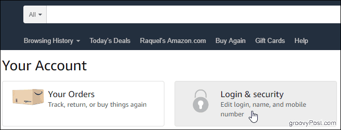 Sua conta na Amazon