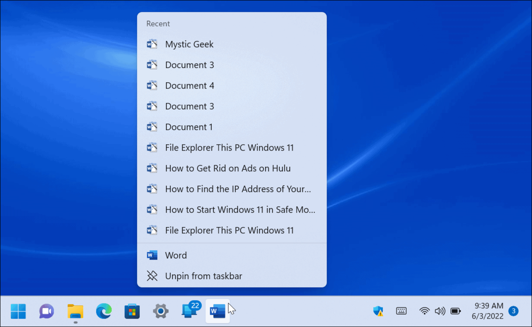 Listas de saltos no Windows 11
