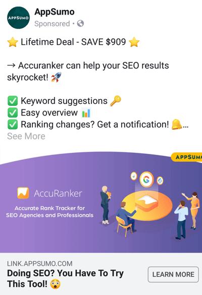 Técnicas de anúncio do Facebook que geram resultados, por exemplo, pelo AppSumo oferecendo uma oferta