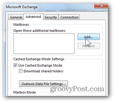 Adicionar Caixa de Correio Outlook 2013 - Clique em Avançado, Adicionar