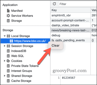 Limpar armazenamento local para um domínio nas ferramentas de desenvolvedor do Google Chrome