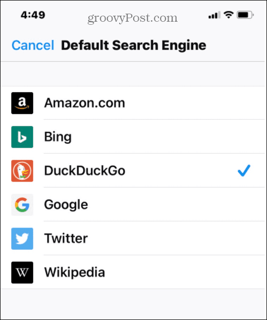 Firefox seleciona lista de pesquisa padrão