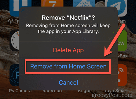 iphone remover da tela inicial