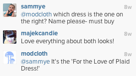 comentários do instagram do modcloth