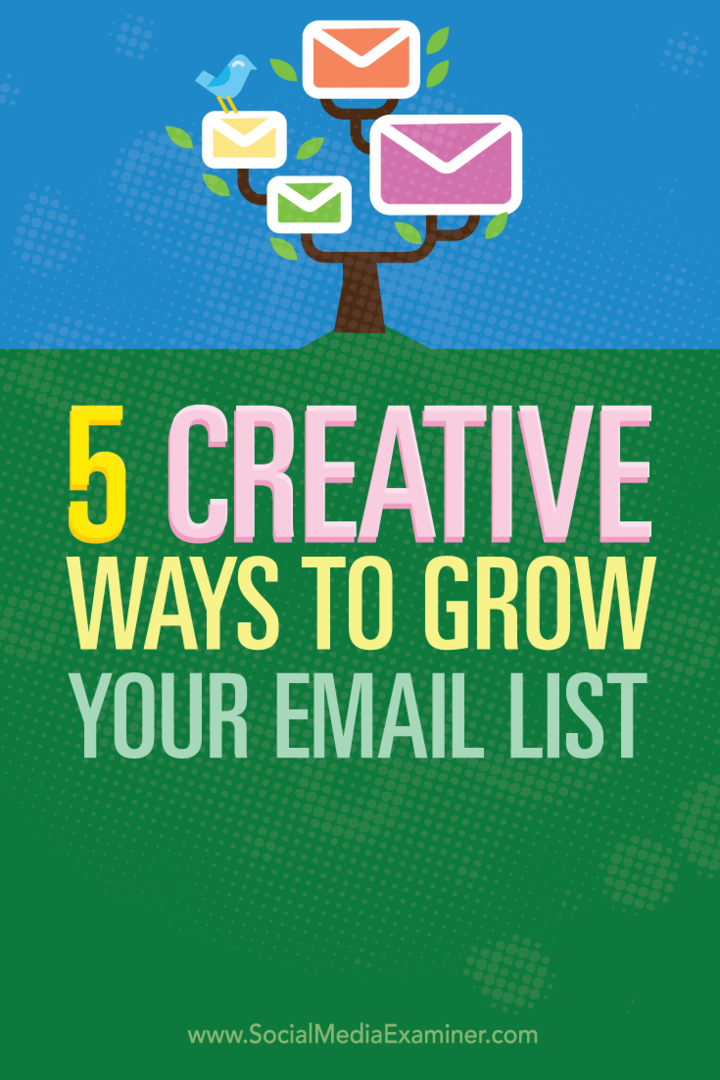 5 maneiras criativas de aumentar sua lista de e-mails: examinador de mídia social