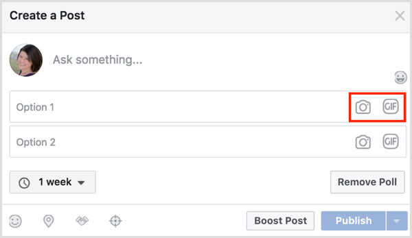 Enquete GIF do Facebook adiciona duas opções
