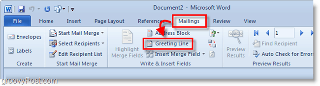 Captura de tela do Outlook 2010 - clique na linha de saudação em correspondências