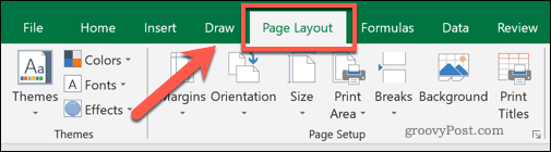A guia de menu Layout da página do Excel