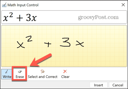 apagador de equação de tinta excel