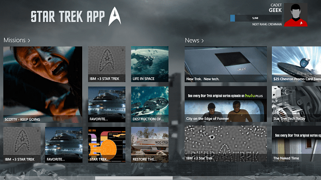 Loja de aplicativos do Star Trek para Windows
