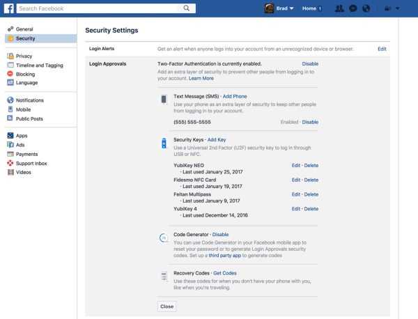 Os usuários do Facebook agora podem registrar uma chave de segurança física para proteger sua conta do Facebook.