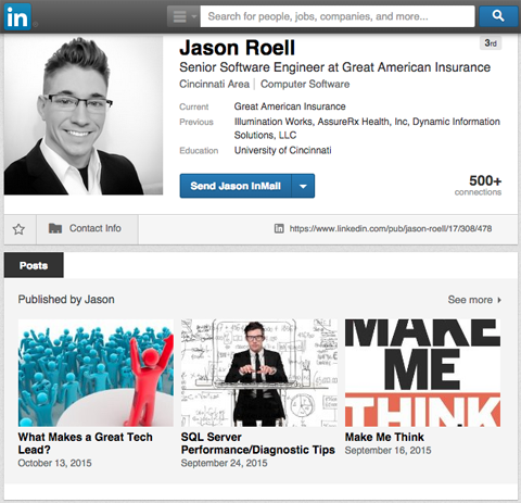 exemplos de publicações de editores de funcionários do LinkedIn