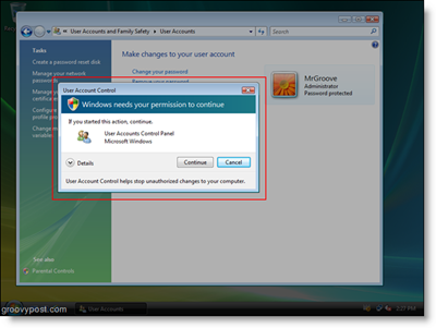 Solicitação de acesso do Windows Vista UAC