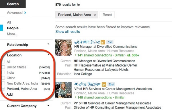 pesquisar no LinkedIn para obter uma amostra de clientes potenciais locais