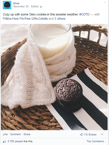 postagem do facebook da hashtag oreo