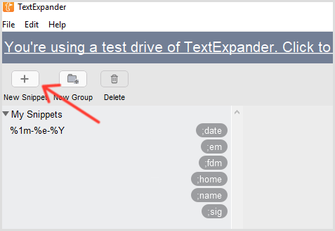 TextExpander adicionar snippet
