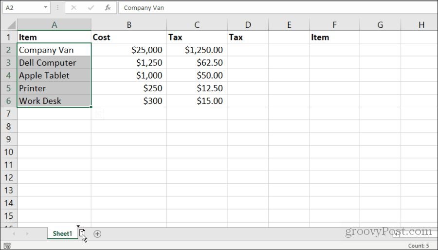 copiar uma planilha no excel