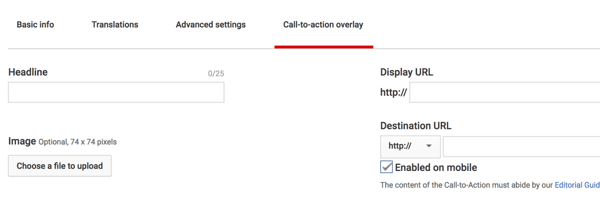 Como configurar uma campanha de anúncios do YouTube, etapa 41, opção para definir call-to-action overlay