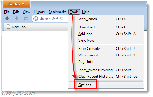 Opções de menu herdadas do Firefox 4