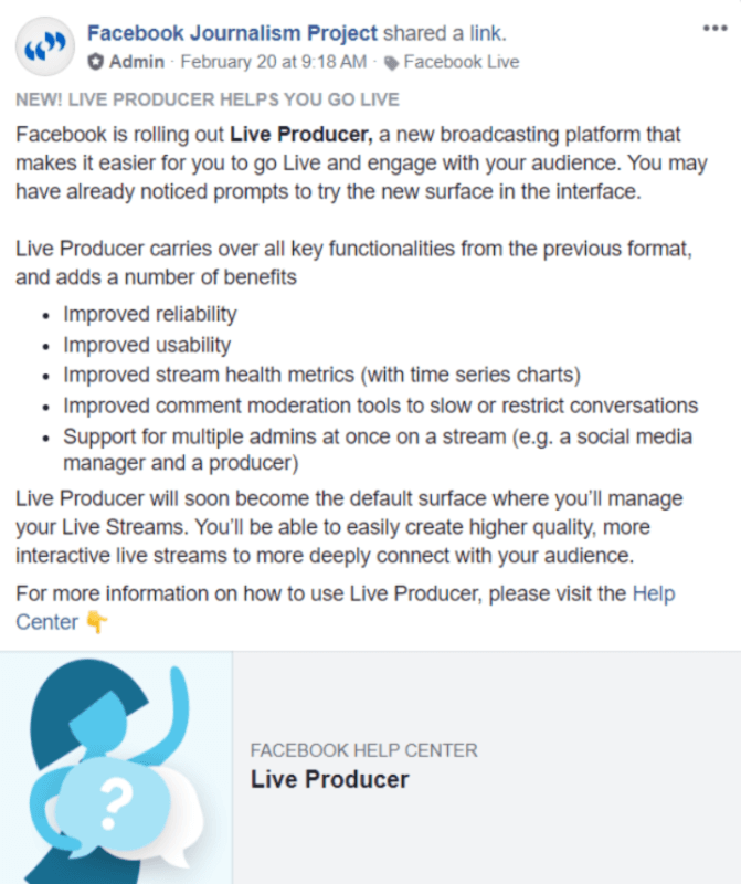 O Facebook está lançando o Live Producer e tornando-o a superfície padrão para gerenciar as transmissões ao vivo.