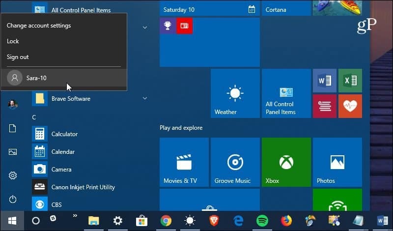 Alternar conta de usuário Windows 10
