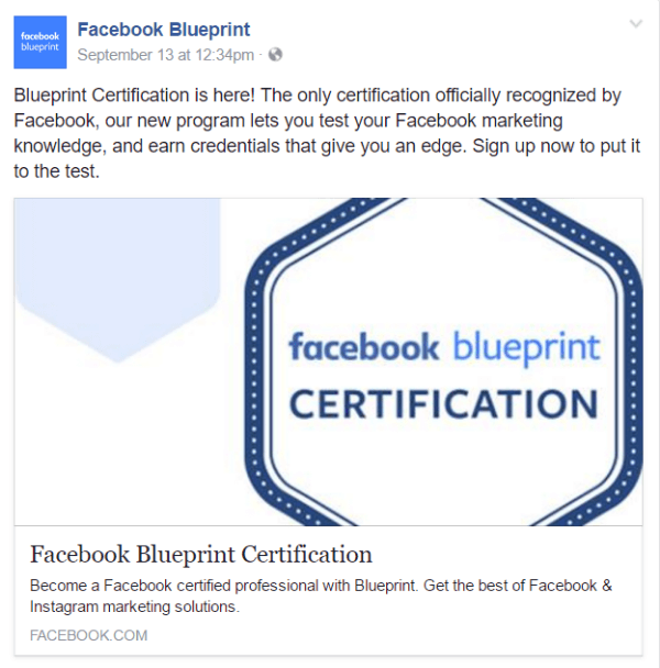 certificação de blueprint facebook
