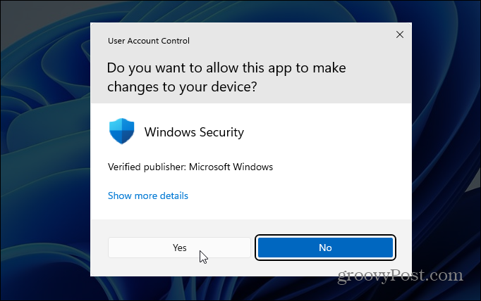 Controle de conta de usuário do Windows 11