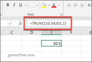 A função TRUNC no Excel para uma casa decimal