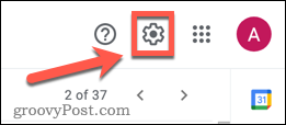 ícone de configurações do Gmail