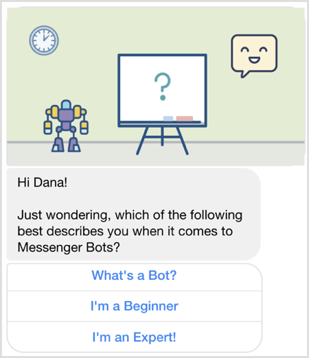 Faça perguntas com o bot do Facebook Messenger.