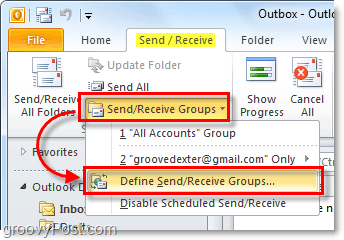 enviar grupos de recebimento no Outlook 2010